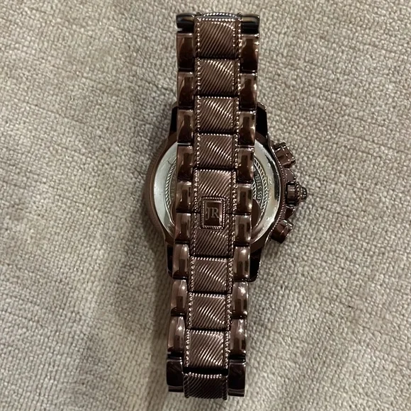NWOT Judith Ripka Stainless Steel Chocolate Brown Chronograph Watch New Battery - Picture 8 of 10